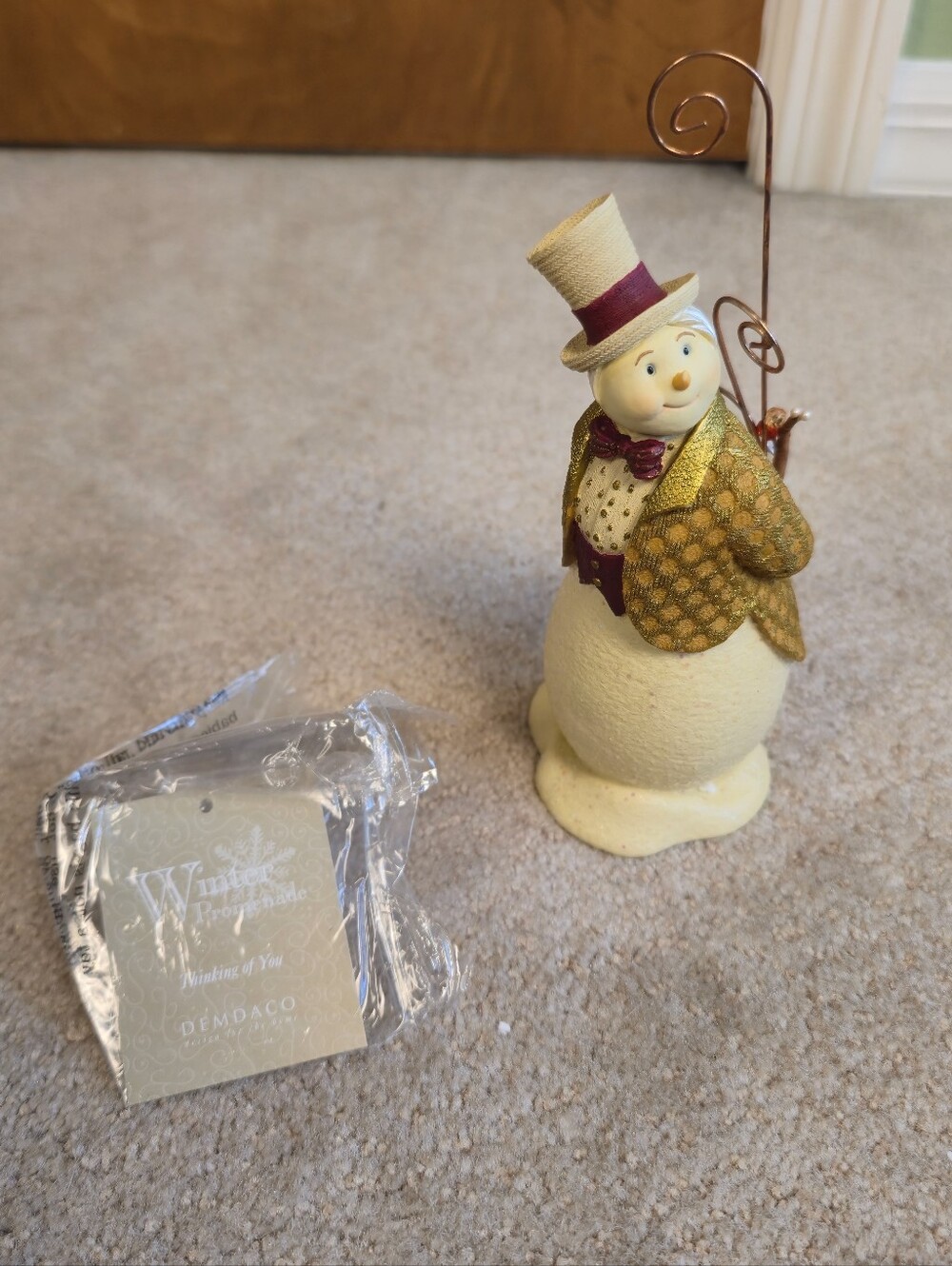 Snowman Figurine Thinking Of You Picture Clip 2003 DEMDACO Winter Promenade Box